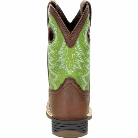 Durango Lil' Rebel Pro Big Kid's Lime Western Boot, FRONTIER BROWN/LIME, M, Size 6.5 DBT0221Y